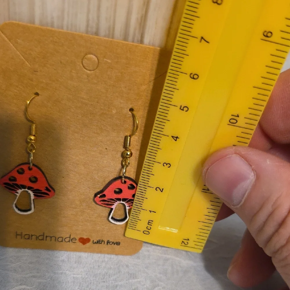 Handmade Red Mushroom Earrings for Kids
